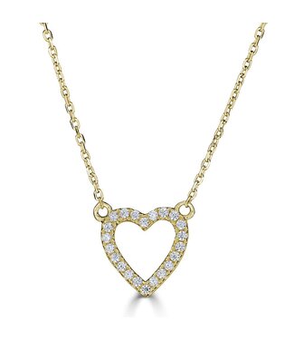 Simply Elegant Boutique Metrica Heart Outline Necklace - 14KY - 0.08CTW