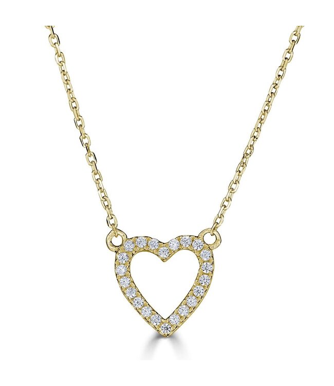 Metrica Heart Outline Necklace - 14KY - 0.08CTW