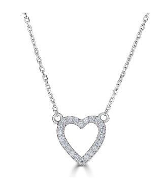 Simply Elegant Boutique Metrica Heart Outline Necklace - 14KW - 0.08CTW