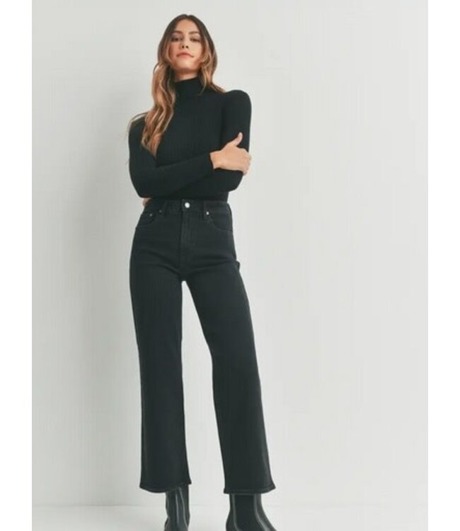 High Rise Full Length Straight Jean - Washed Black