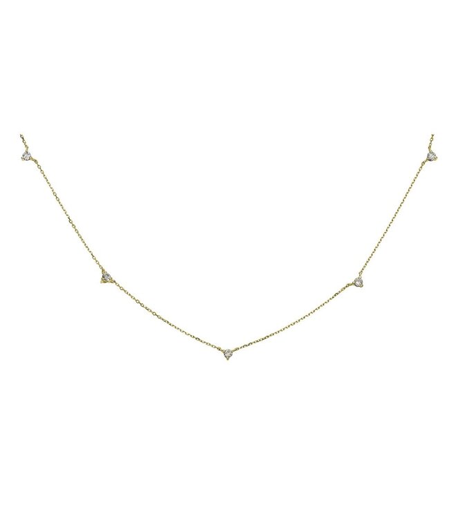 Simply Elegant Boutique 5 St Dangle Necklace - 14KT - 0.30CTW Yellow Gold