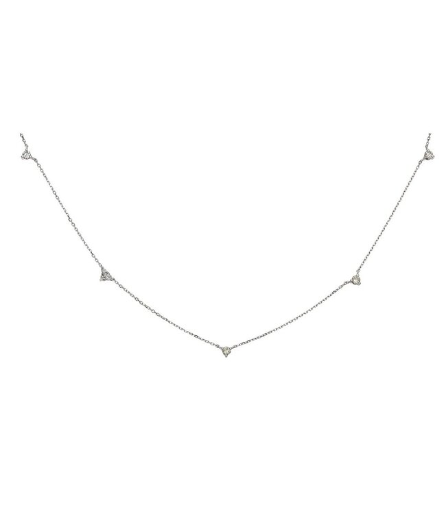 Simply Elegant Boutique 5 St Dangle Necklace - 14KT - 0.30CTW - White Gold