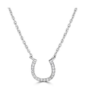Simply Elegant Boutique Diamond Horseshoe Necklace 14KW 0.05 CTW
