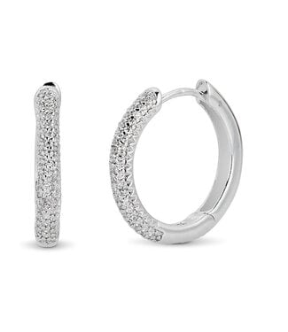 Simply Elegant Boutique Metrica 3 Rows Hoop Earring 14KW - 0.24CTW