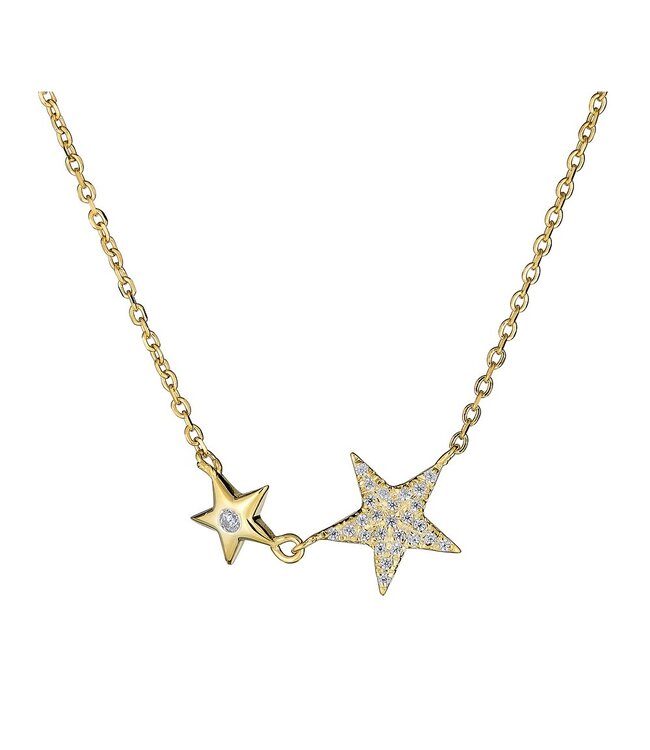Simply Elegant Boutique 2 Star Necklace - 14KY - 0.07CTW