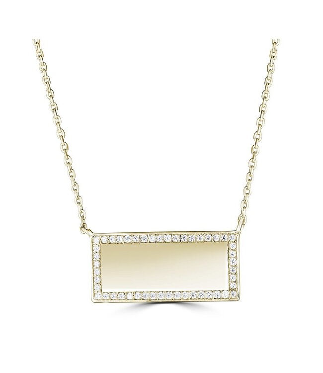 Simply Elegant Boutique Bar with Diamond Outline Necklace - 14KY - 0.15CTW