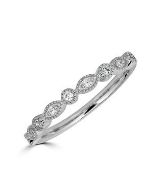 Simply Elegant Boutique Diamond Vintage Milgrain  Stackable Band 14KW - 0.10CTW Size 6.5