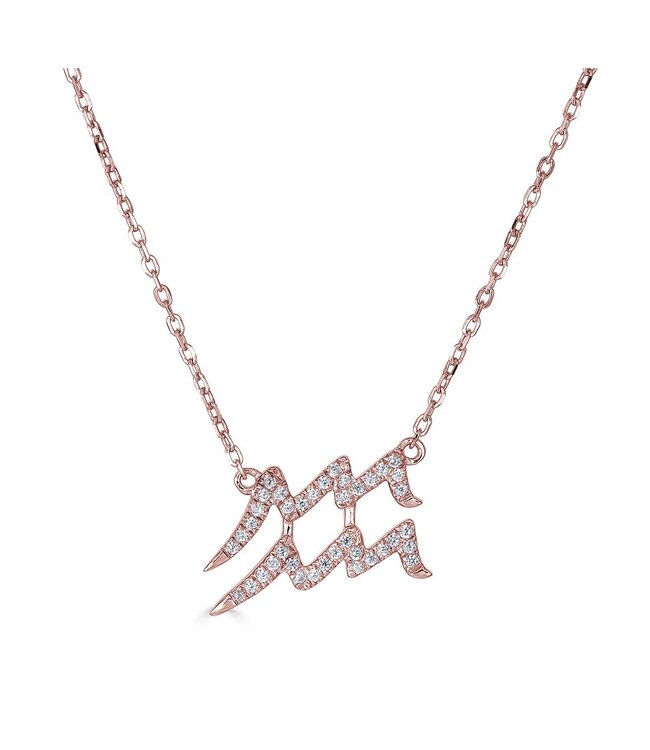 Simply Elegant Boutique Aquarius Zodiac Necklace 14KT - 0.12CTW