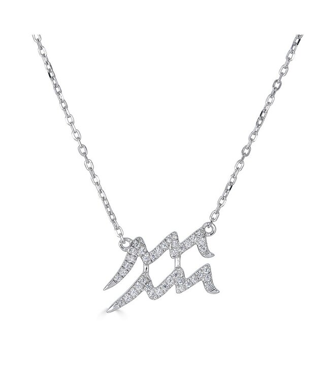 Simply Elegant Boutique Aquarius Zodiac Necklace 14KT - 0.12CTW