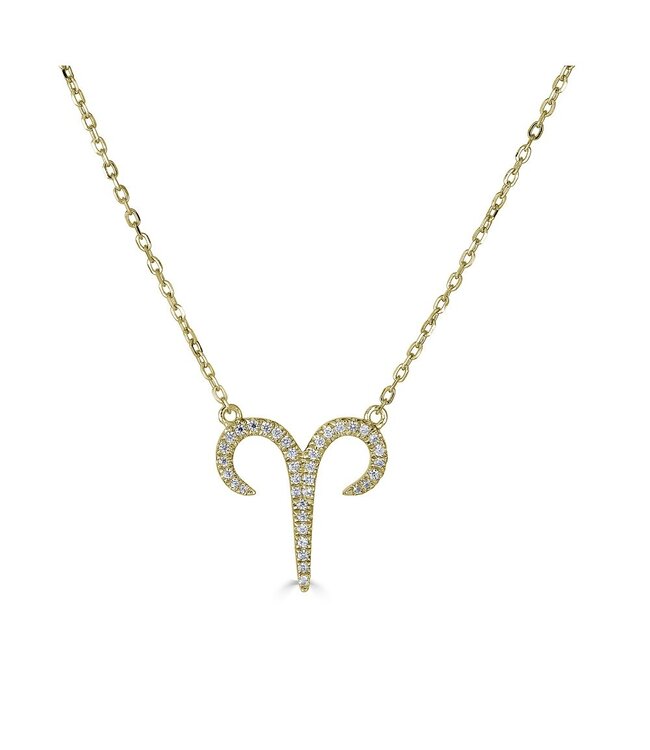 Aries Zodiac Necklace 0.12CTW 14KT