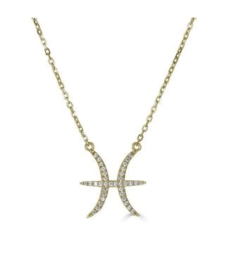 Pisces Zodiac Necklace 0.12CTW 14KT