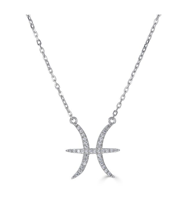 Pisces Zodiac Necklace 0.12CTW 14KT