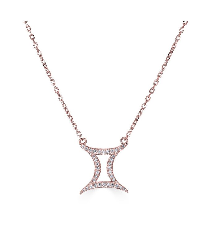 Simply Elegant Boutique Gemini Zodiac Necklace 14KT- 0.12CTW