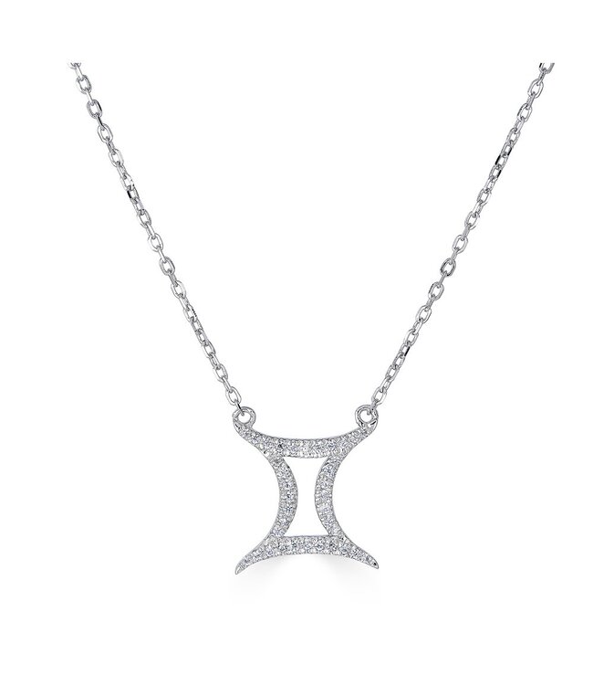 Simply Elegant Boutique Gemini Zodiac Necklace 14KT- 0.12CTW