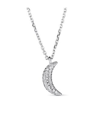 Simply Elegant Boutique Metrica Moon Necklace 14KW - 0.05CTW