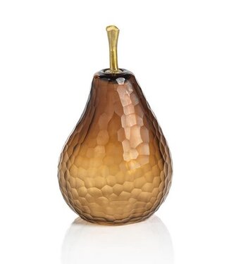 Zodax Decorative Amber Cut Glass Pear - Small