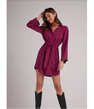 Bella Dahl Smocked Back Mini Shirt Dress Dk Magenta