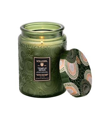 Voluspa Temple Moss Large Embossed Jar Candle
