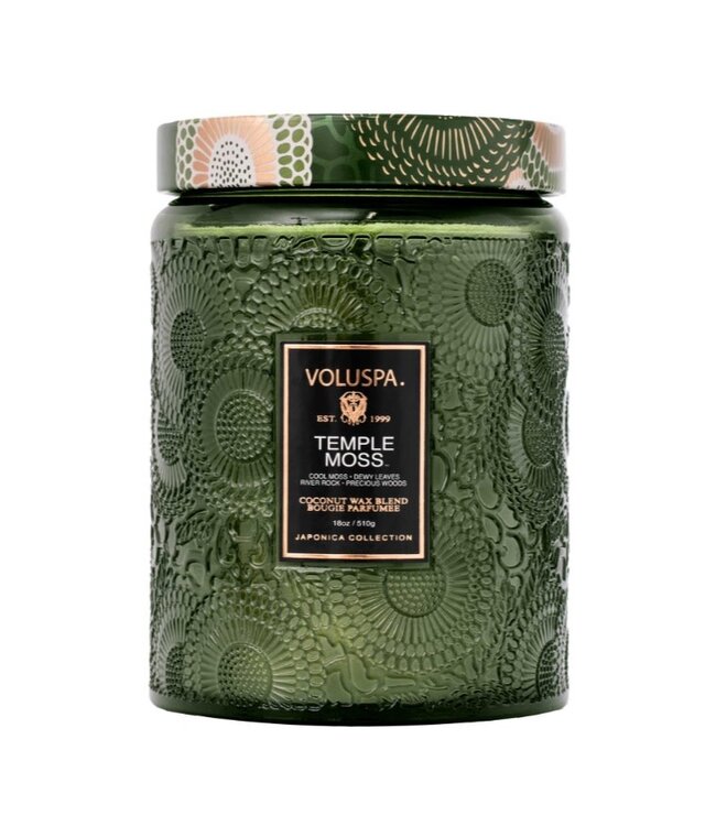 Voluspa Temple Moss Large Embossed Jar Candle