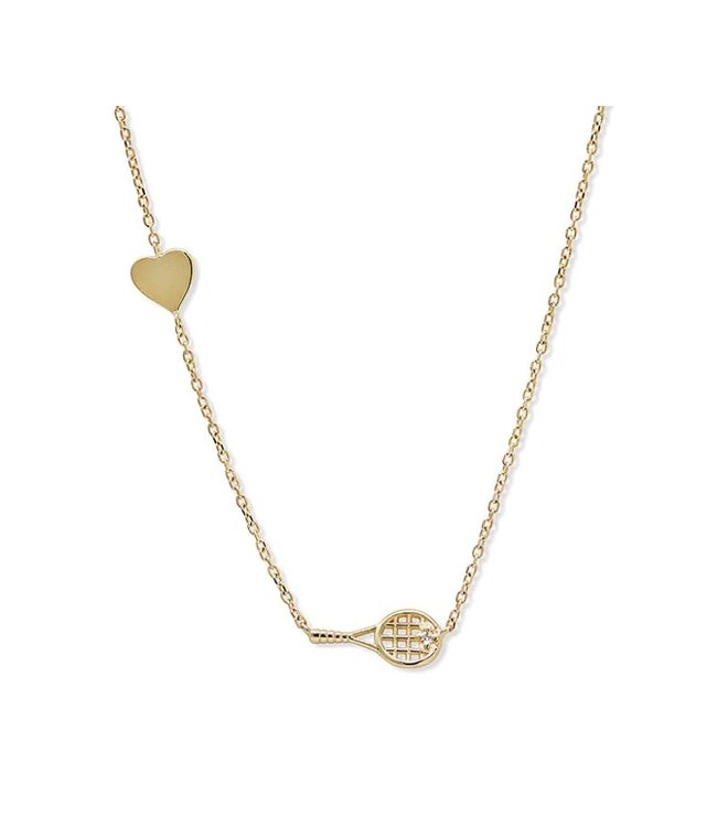 Anzie Tennis (Pickleball) Racquet & Heart Diamond Necklace