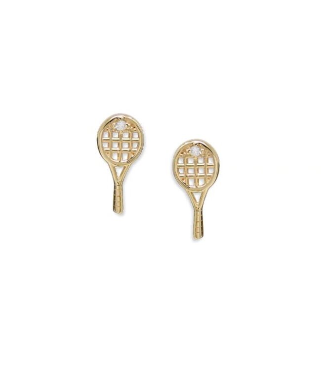 Anzie Tennis (Pickleball) Racquet & Heart Diamond Earrings