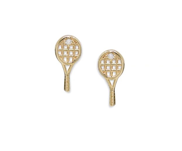 Tennis Racquet & Heart Diamond Earrings Simply Elegant Boutique