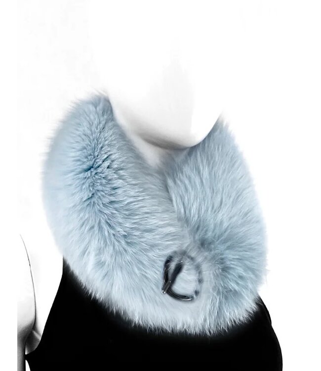 Mitchies Matchings Fox Fur Collar w/ Gunmetal Ring Toggle Baby Blue
