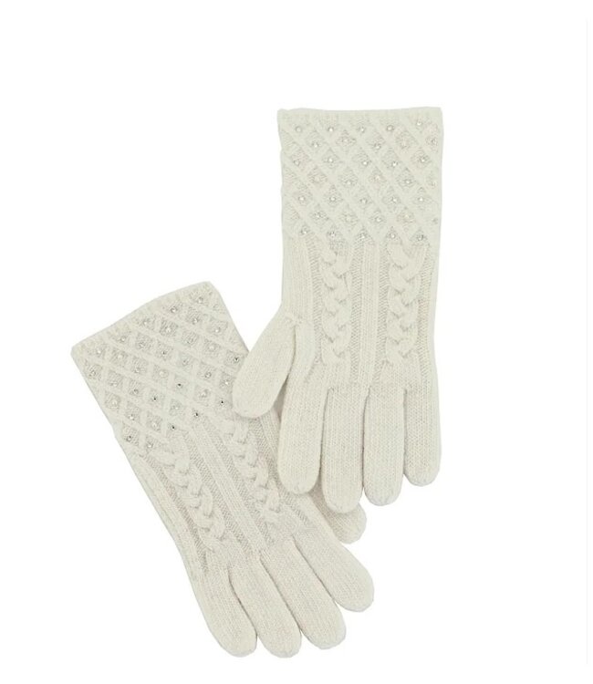 Mitchies Matchings Cable Knit Sparkle Glove w/ Crystals White