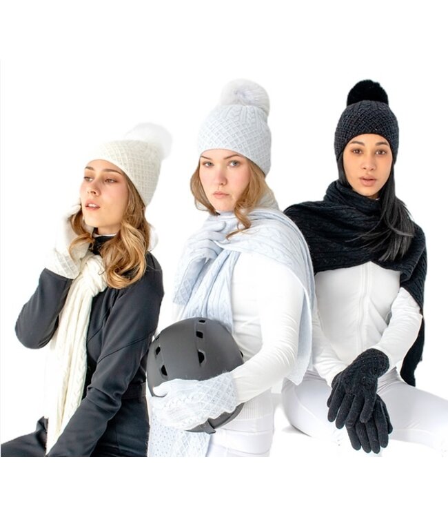 Mitchies Matchings Cable Knit Sparkle Glove w/ Crystals Black