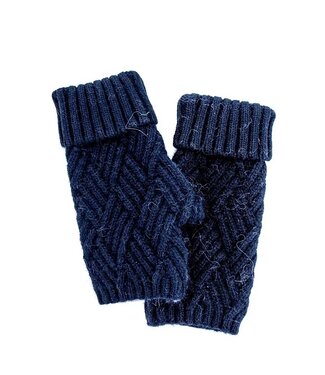 Mitchies Matchings Knitted Fingerless Gloves Navy