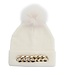 Mitchies Matchings Metallic Chain & Fox Pom Knitted Hat Ivory