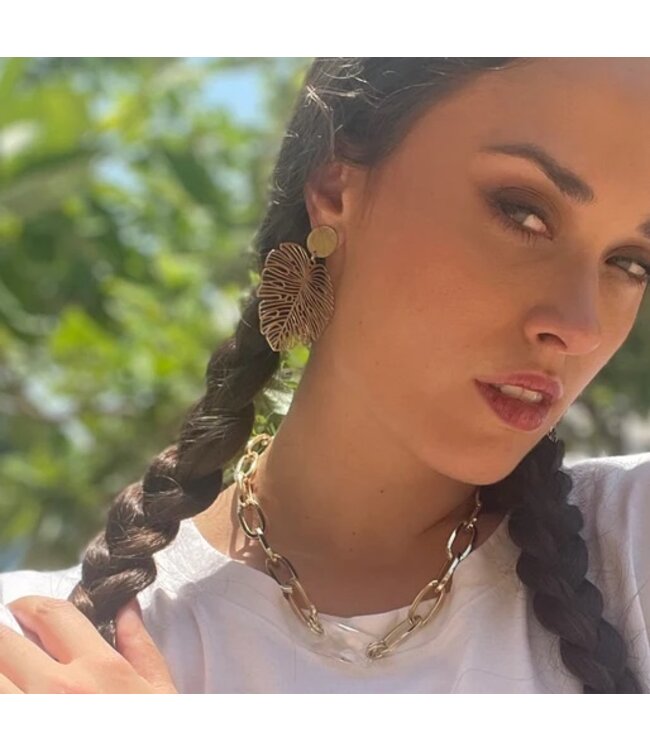 Lacy Palm Earrings Gold