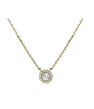 Simply Elegant Boutique Single Halo Necklace 14KY-0.25CTW