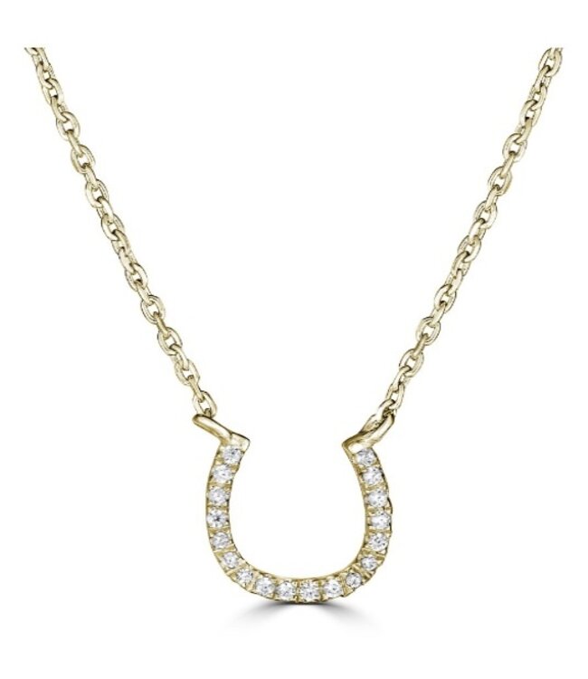 Simply Elegant Boutique Metrica Horseshoe Necklace 14KY - 0.05CTW