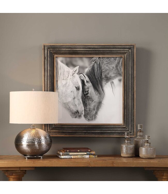 Custom Black & White Horse Framed Print 32 x 32