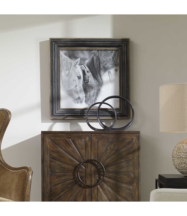 Custom Black & White Horse Framed Print 32 x 32