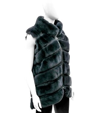 Mitchies Matchings Charcoal Rex Rabbit Fur & Suede Vest