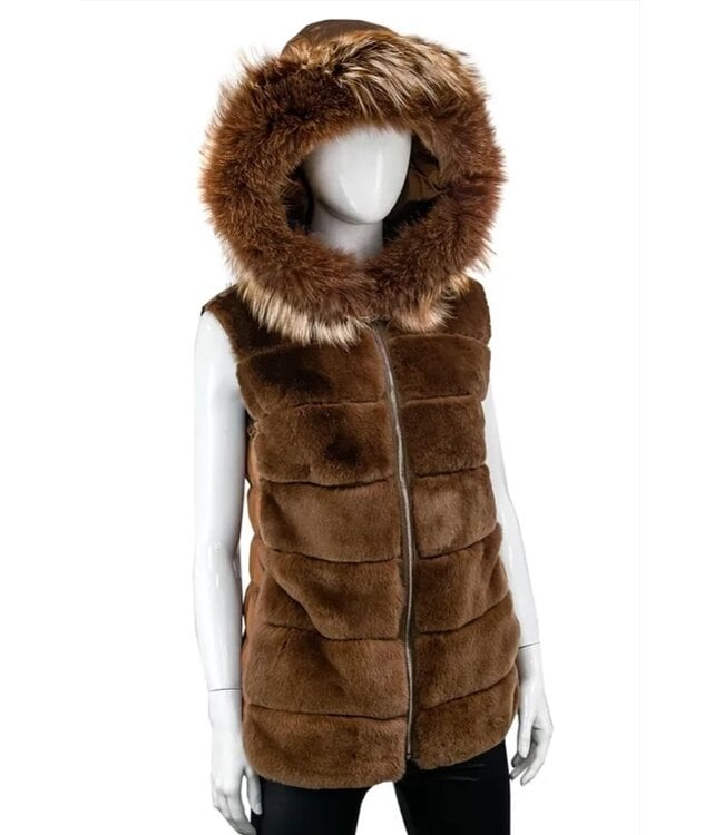 Mitchies Matchings Copper Vest w/ Rabbit Front & Fox Trim Hood