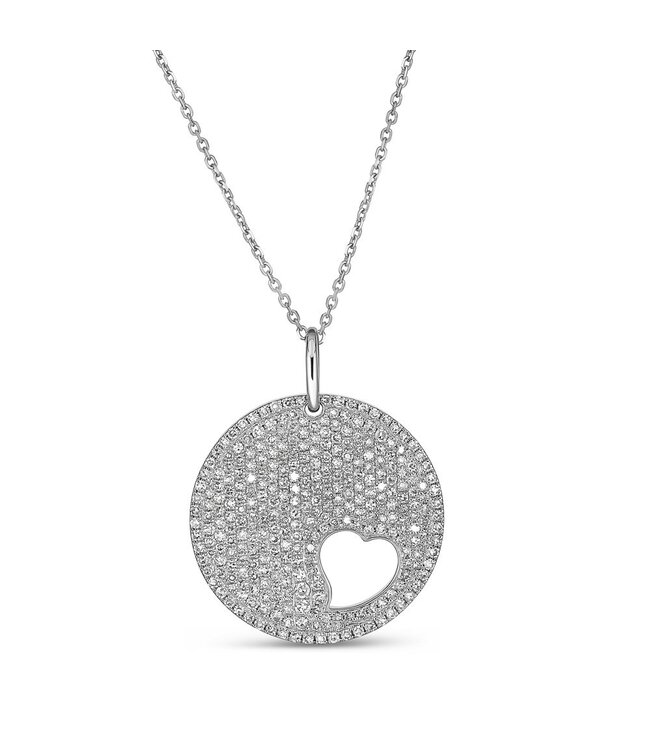Simply Elegant Boutique Circle w/ Heart Cut Out Necklace 14KT-0.95CTW