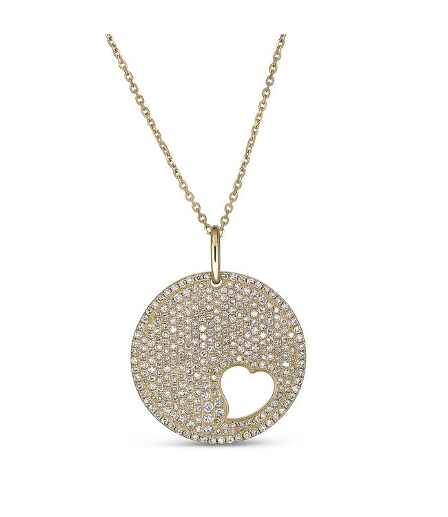 Simply Elegant Boutique Circle w/ Heart Cut Out Necklace 14KT-0.95CTW