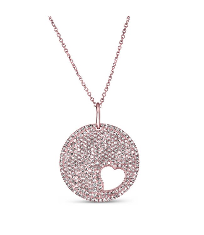 Simply Elegant Boutique Circle w/ Heart Cut Out Necklace 14KT-0.95CTW