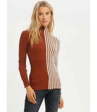 Two Tone Striped Top Rust/Ivory