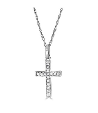 Simply Elegant Boutique Metrica Cross Necklace - 14KW - 0.06CTW