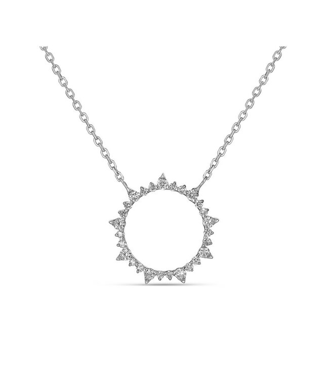 Simply Elegant Boutique Circle Sun Pendant 14KT-0.16CTW