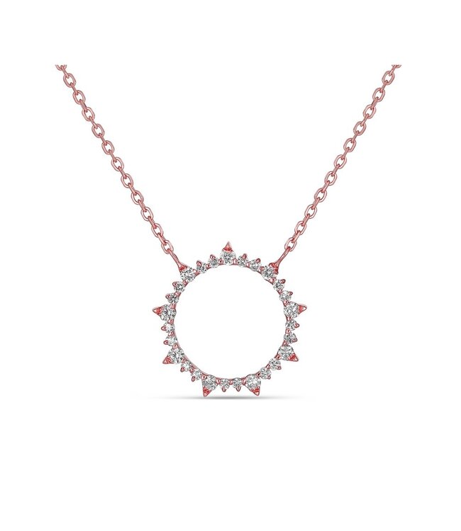 Simply Elegant Boutique Circle Sun Pendant 14KT-0.16CTW