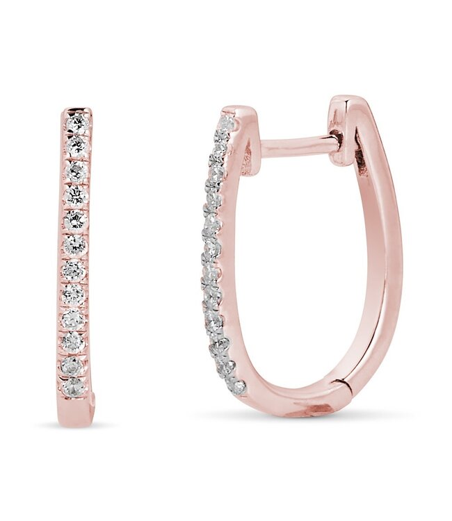 Simply Elegant Boutique U Shape Huggie Earrings - 14KT-0.08CTW