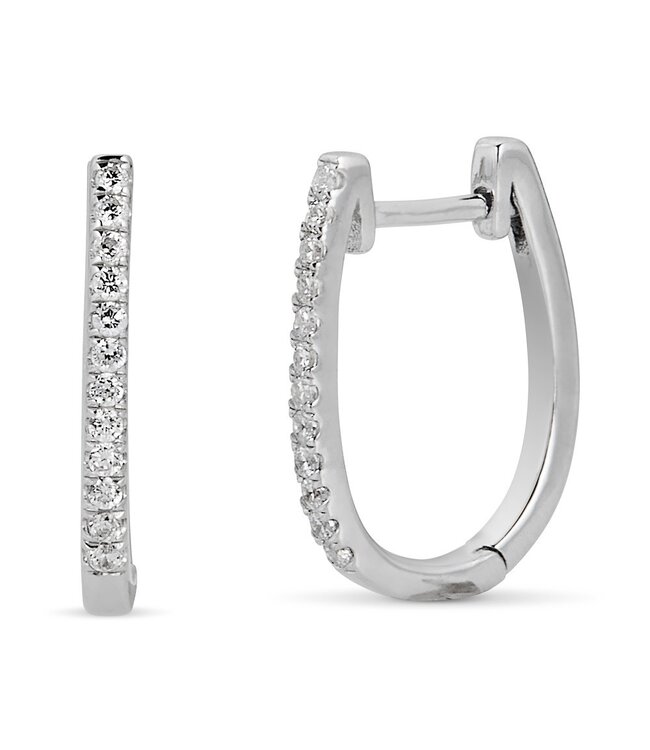 Simply Elegant Boutique U Shape Huggie Earrings - 14KT-0.08CTW