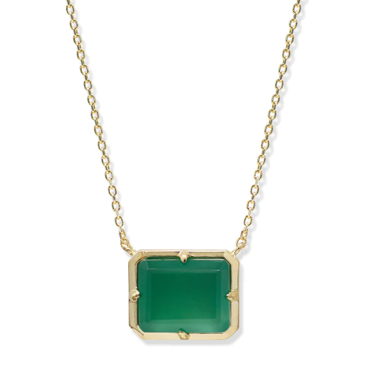 Cleo Daniela Green Onyx Emerald Cut Necklace