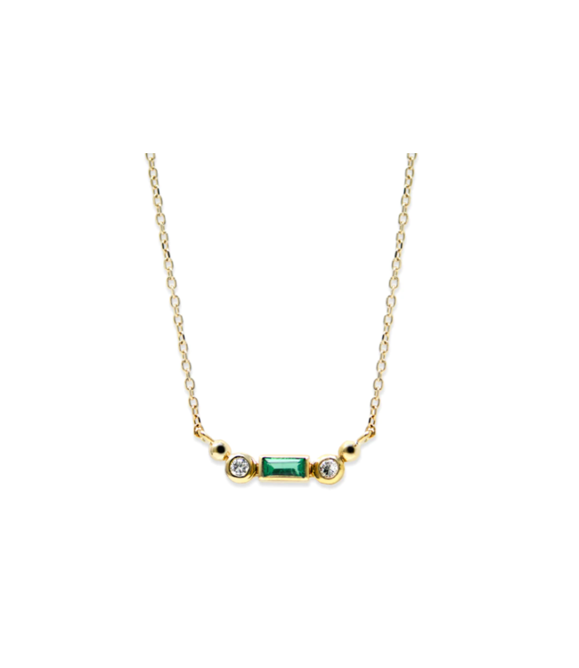 Anzie Cleo Emerald Baguette Pendant Necklace