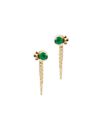 Anzie Bonheur Chain Earrings Emerald